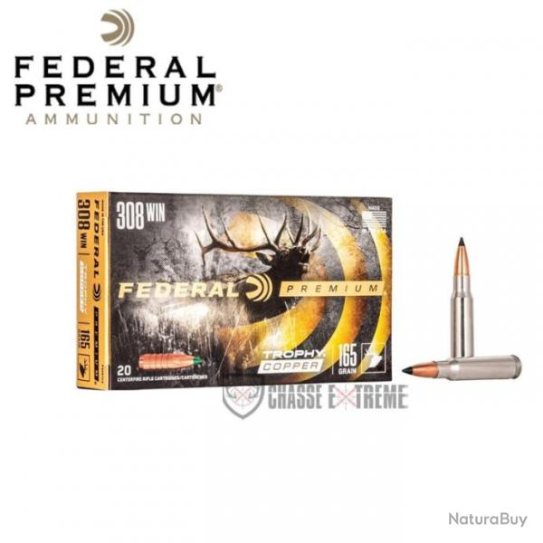 20 Munitions FEDERAL Premium Cal 308 Win 165Gr Trophy Copper