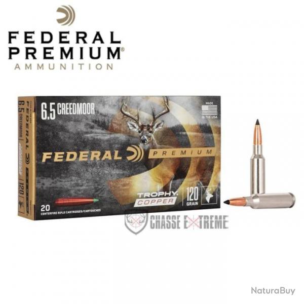 20 Munitions FEDERAL Premium Cal 6.5 Creedmoor 120Gr Trophy Copper