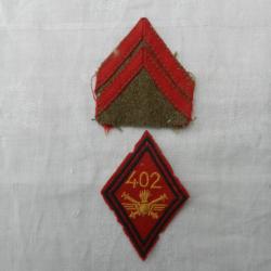 insigne losange de bras 402° régiment d'artillerie