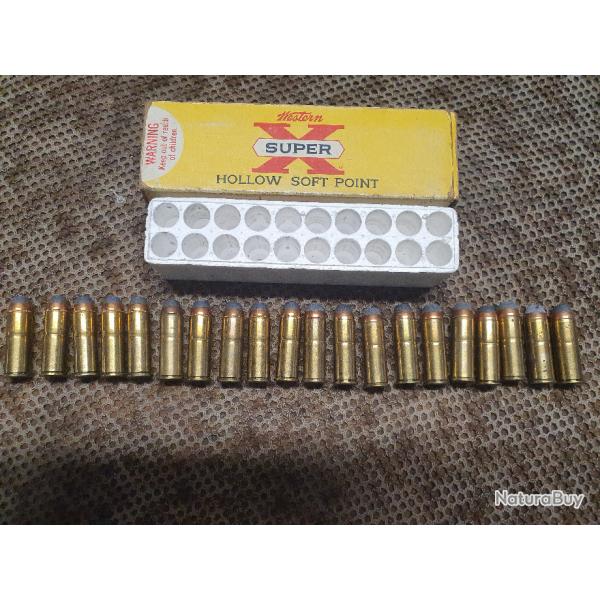 boite ancienne WINCHESTER WESTERN SUPER X de 20 cartouches 44 MAG  balle 240 grs HOLLOW SOFT POINT