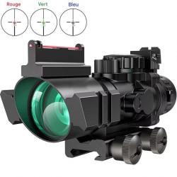 Lunette Visée ACOG 4X32 Réticule Lumineux Rail 20mm Optique Fibre Vue Airsoft Chasse Tir