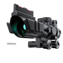 Optique ACOG 4X32 Réticule Gravé Éclairage Rouge Vert Bleu Rail 20mm Vue Chasse Tir Airsoft