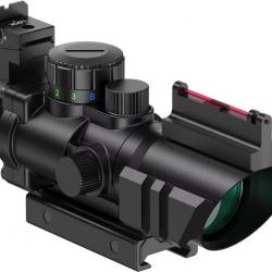 Lunette Visée ACOG 4X32 Grossissement Réticule Lumineux Rouge Vert Bleu Rail Optique Précision