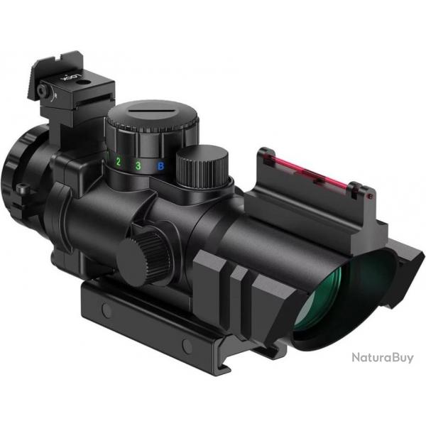 Lunette Vise ACOG 4X32 Grossissement Rticule Lumineux Rouge Vert Bleu Rail Optique Prcision