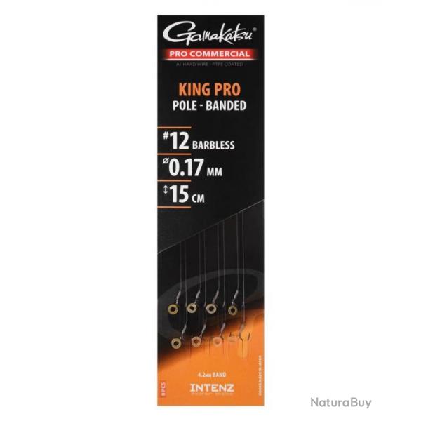 GAMAKATSU BAS DE LIGNE PRO COMMERCIAL KING PRO EYED BANDED 15CM 0,17mm 12 15cm