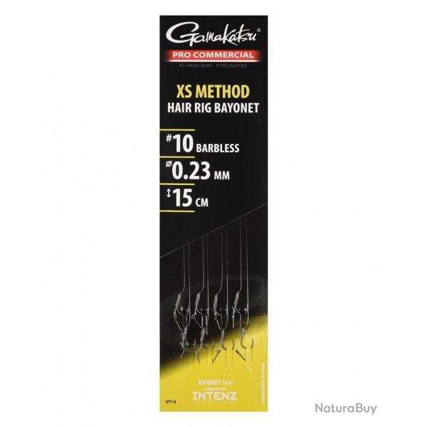 GAMAKATSU BAS DE LIGNE PRO COMMERCIAL XS METHOD EYED BAYONET 0,23mm 10 15cm