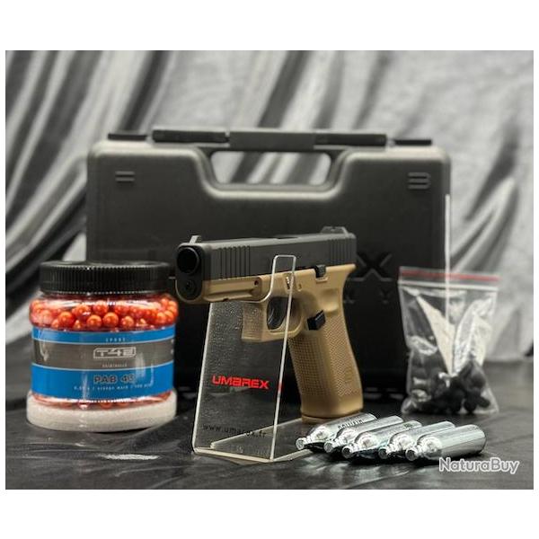 Pack PAB Prt A Tirer PISTOLET GLOCK 17 GEN5 CAL 43 PAINTBALL T4E COYOTE