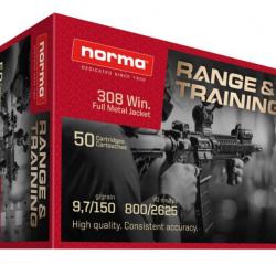 Munitions NORMA 308 WIN 9.7G 150GR RANGE&TRAINING x1 boîte