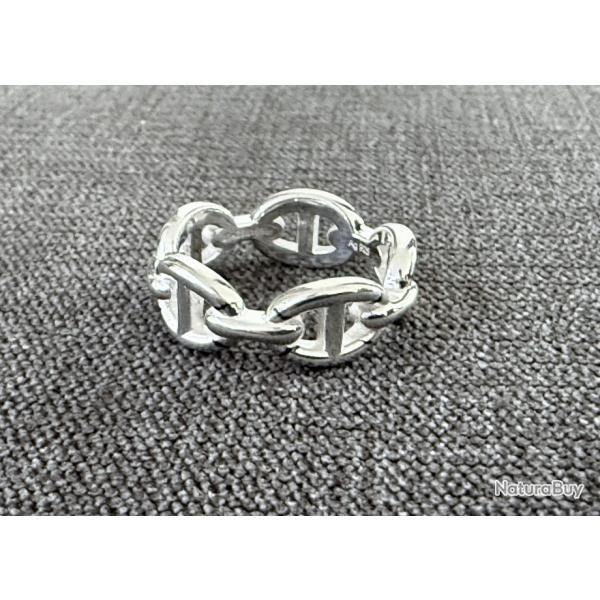 Bague HERMES en argent - chaine d'ancre - taille 55 - tat neuf - Herms