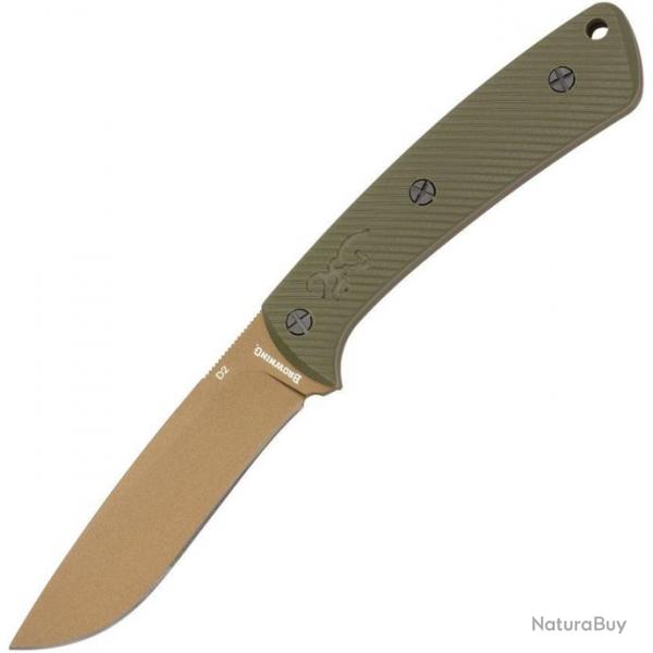 Couteau de Chasse Survie Browning Back Country Medium OD Green G10 Lame Acier D2 Etui Kydex BR0542B