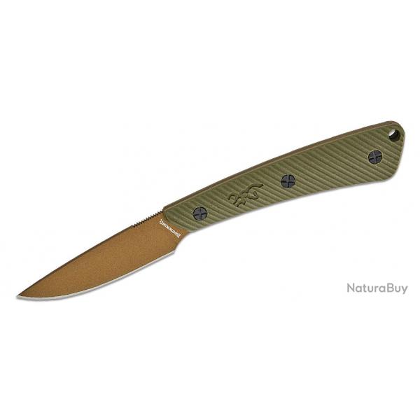 Couteau de Chasse Browning Back Country Micro OD Green Manche G10 Lame Acier D2 Etui Kydex BR0538B