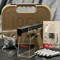 Edition limitée - "PACK Laser Prêt A Tirer" PISTOLET GLOCK 17 GEN5 CAL 43 PAINTBALL T4E COYOTE FRENC