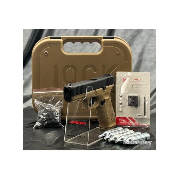 Edition limite - "PACK Laser Prt A Tirer" PISTOLET GLOCK 17 GEN5 CAL 43 PAINTBALL T4E COYOTE FRENC