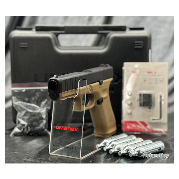 Pack Laser Prt A Tirer PISTOLET GLOCK 17 GEN5 CAL 43 PAINTBALL T4E COYOTE