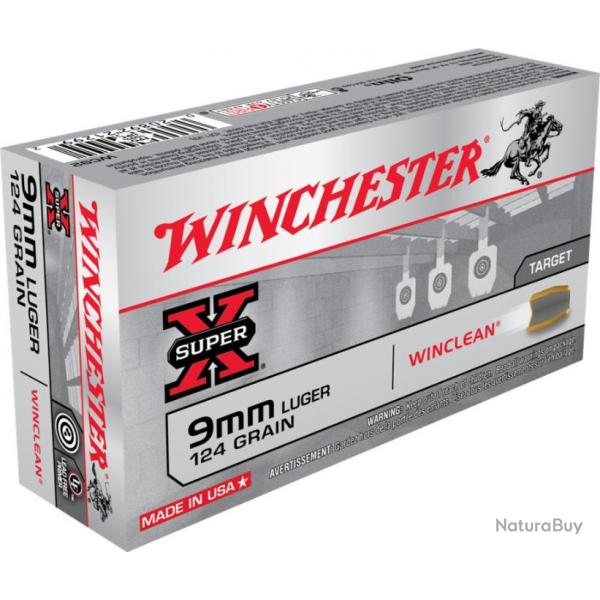 BF24 ! - Pack de 500 Balles Winchester Cal.9x19 FMJ 124gr (10 Boites de 50) - PROMO !