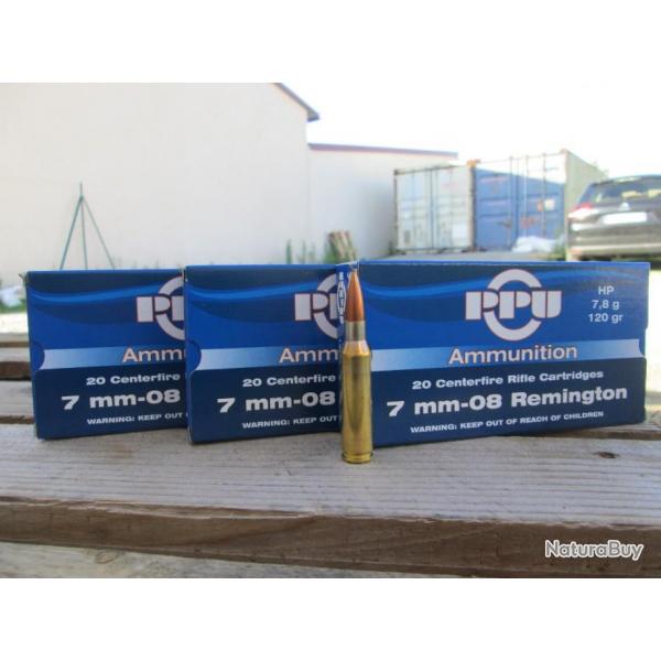 PROMO Lot de 60 cartouches calibre 7-08 Partizan120grs HP