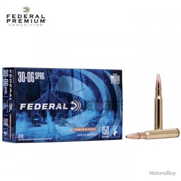 Boite de 20 Munitions FEDERAL PowerShok Cal 30-06 150Gr Soft Point