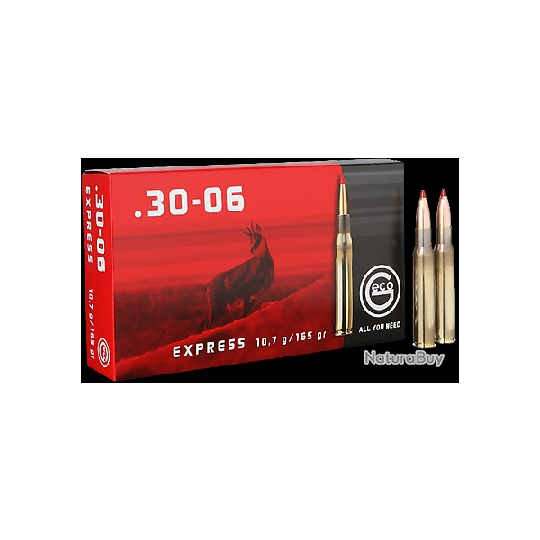 BALLE GECO EXPRESS 165gr , CALIBRE:30-06. Lot de 40 cartouches.