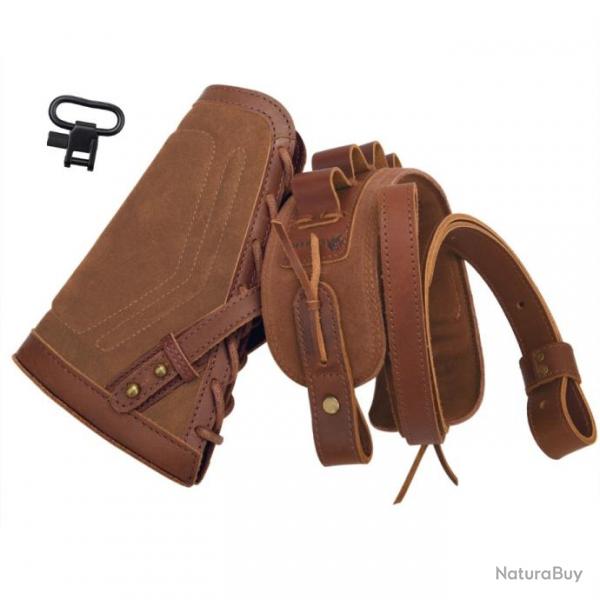 charpe de fusil de chasse en cuir durable MARRON 16GA