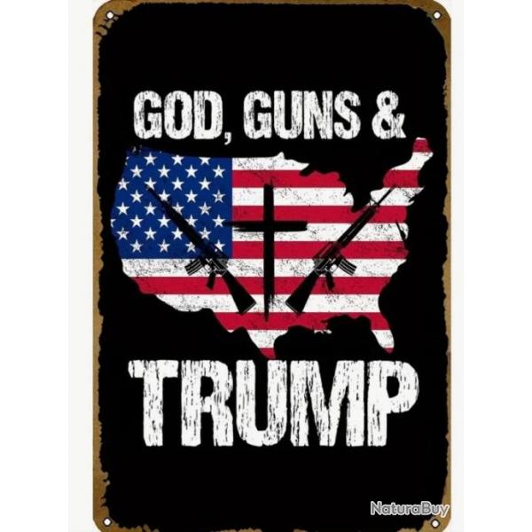 Plaque mtallique Dieu Armes et TRUMP