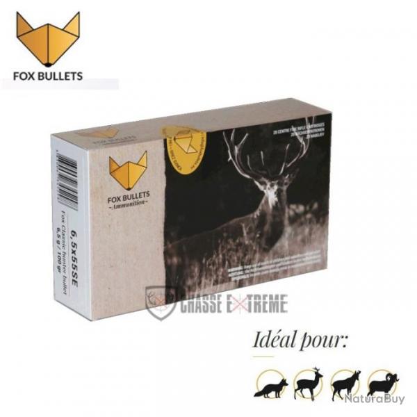 20 Cartouches FOX BULLETS Cal 6,5X55 SE 100Gr Fox Classic Hunter