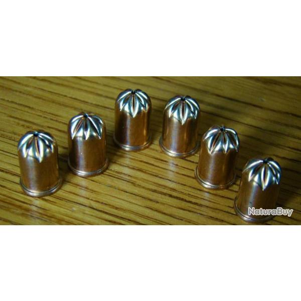 UN LOT DE 6 MUNITIONS NON LETALES CHARGEES A BLANC POUR GROS REVOLVERS Cal: 9mm//38//380//