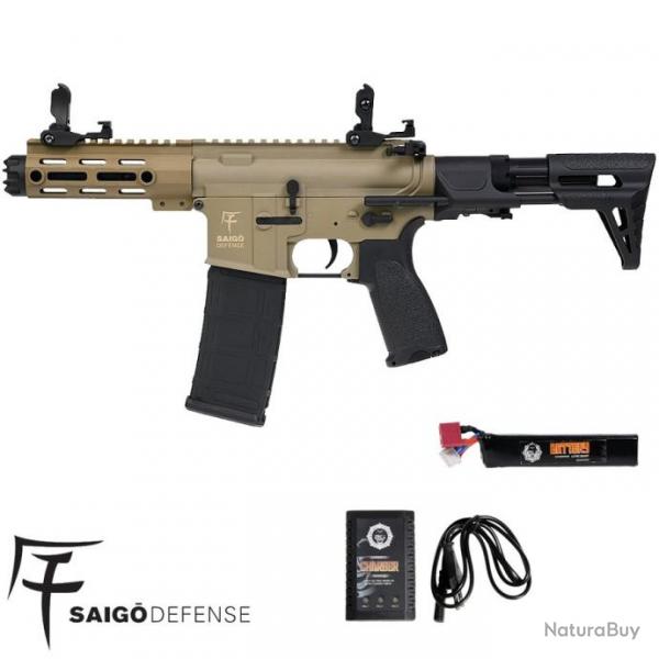 Rplique Airsoft M4 Saigo Ronin Tan AEG - COMBO (batterie + chargeur)