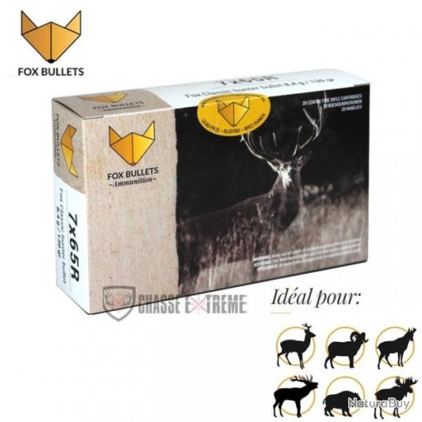 20 Cartouches FOX BULLETS Cal 7X65R 130Gr Fox Classic Hunter