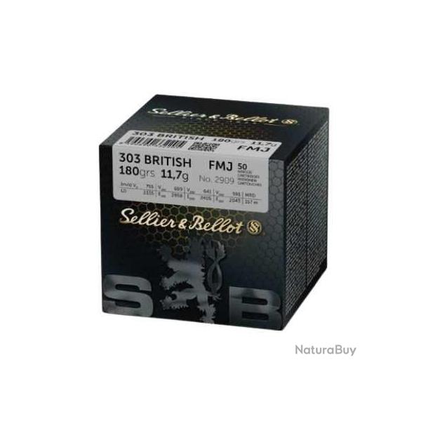 SELLIER BELLOT Balles de chasse Fmj - par boite de 50  303 BRITISH   180Gr