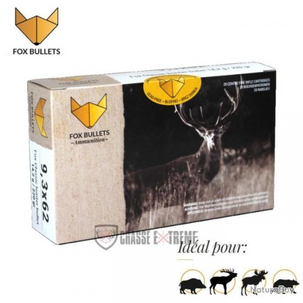 20 Cartouches FOX BULLETS Cal 9,3X62 220Gr Fox Classic Hunter