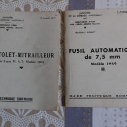 Lot de 2 guides techniques PM Mat 49 et FSA Mas 49 1er type