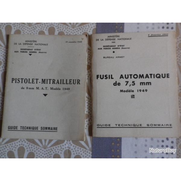 Lot de 2 guides techniques PM Mat 49 et FSA Mas 49 1er type