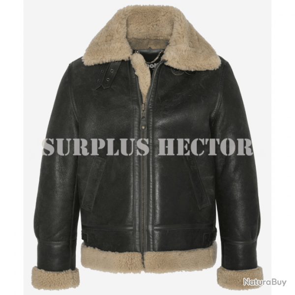 Blouson US Cuir Bombardier B3 Kaki Fonc Schott