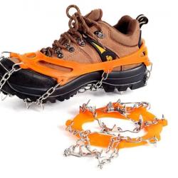 Crampons à 10 Dents pour Chaussures - Randonnée, Escalade, Neige et Glace orange Taille 36-45