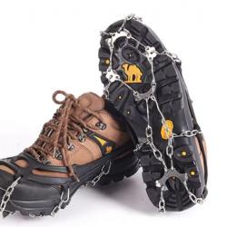 Crampons à 10 Dents pour Chaussures - Randonnée, Escalade, Neige et Glace Noir Taille 36-45