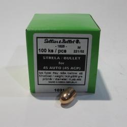 boite 100 ogives sellier bellot cal 45 (.451) 230 grains FMJ round nose