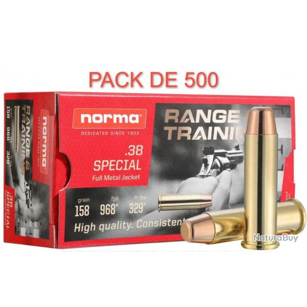 CARTOUCHES NORMA RANGE TRAINING CAL 38 SPECIAL 158GR FMJ PACK DE 500