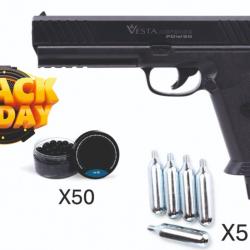 PACK PROMO - Complet Pistolet Défense VESTA PDW50 - cal 50 CO2-14 Joules