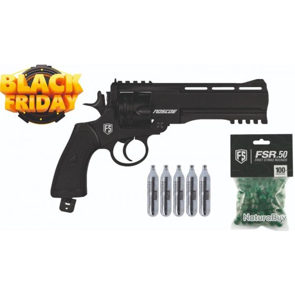 PACK PROMO - Revolver Tibrius First Strike ROSCOE Calibre 50 + 2 Barillets + 100 First Strike .50