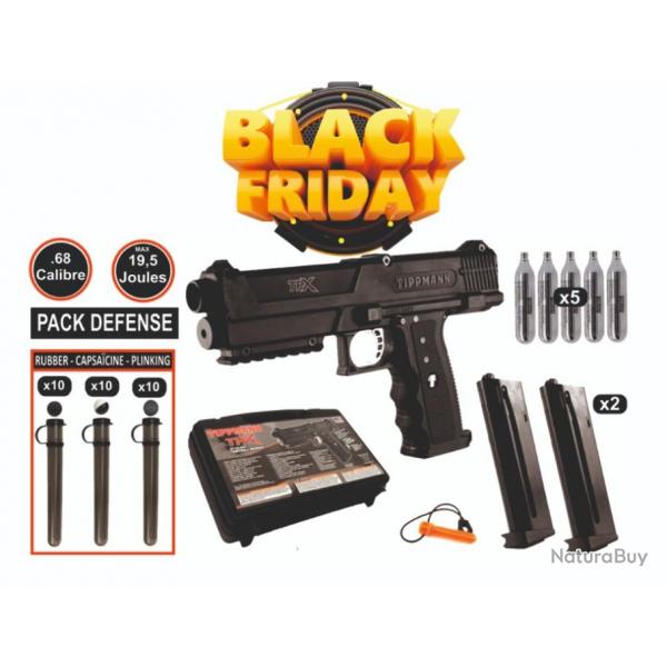 PACK PROMO - Dfense 19.5 Joules Tippmann TPX + 5 Sparclettes 12gr + Lot de billes + 2 Chargeurs