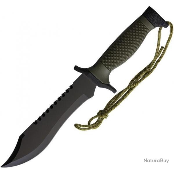 STT220542 Couteau de Survie Chasse S-TEC Bowie Lame Acier Inox Manche Abs Etui Nylon Rigide