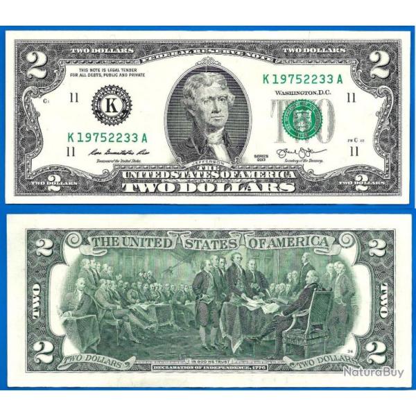 Usa 2 Dollars 2013 Mint Dallas K11 Billet Dollar Etats Unis Dollar Jefferson