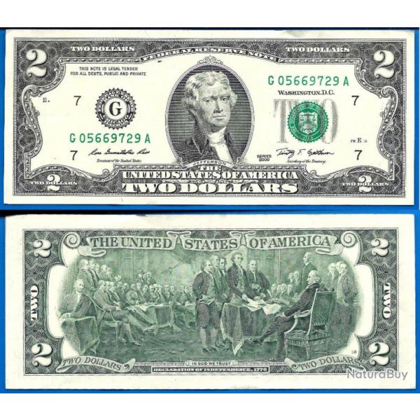 Usa 2 Dollars 2009 Mint Chicago G7 Billet Dollar Etats Unis Dollar Jefferson