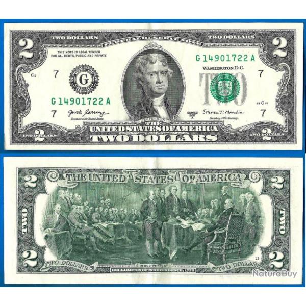 Usa 2 Dollars 2017 A 2017A  Mint Chicago G7 Billet Dollar Etats Unis Dollar Jefferson