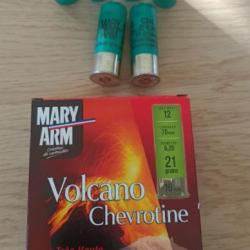 1 boîte + 6 cartouches Mary Arm chevrotine Volcano Haute vitesse - Cal. 12/70