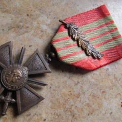 médaille croix guerre seconde guerre mondiale ww2 datée 1939 1 palme