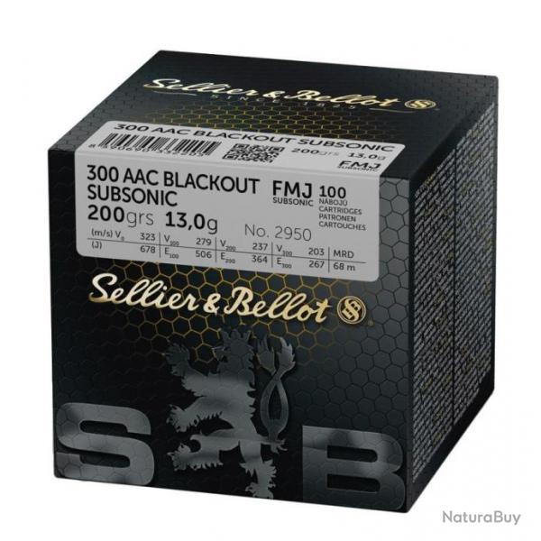 CARTOUCHE SB .300 AAC BLACKOUT SUBSONIC FMJ 200gr x100