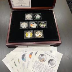 Coffret 7merveilles du monde antique 5 dollars argent massif