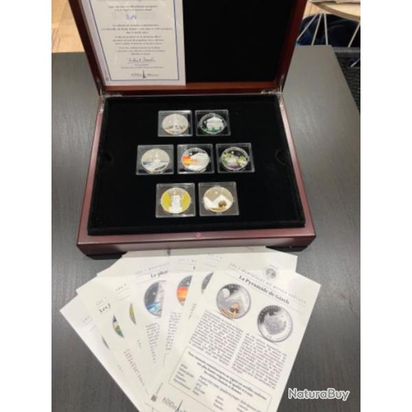 Coffret 7merveilles du monde antique 5 dollars argent massif