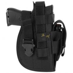 Holster universel de pistolet et revolver avec porte chargeur en nylon noir pour droitier ou gaucher